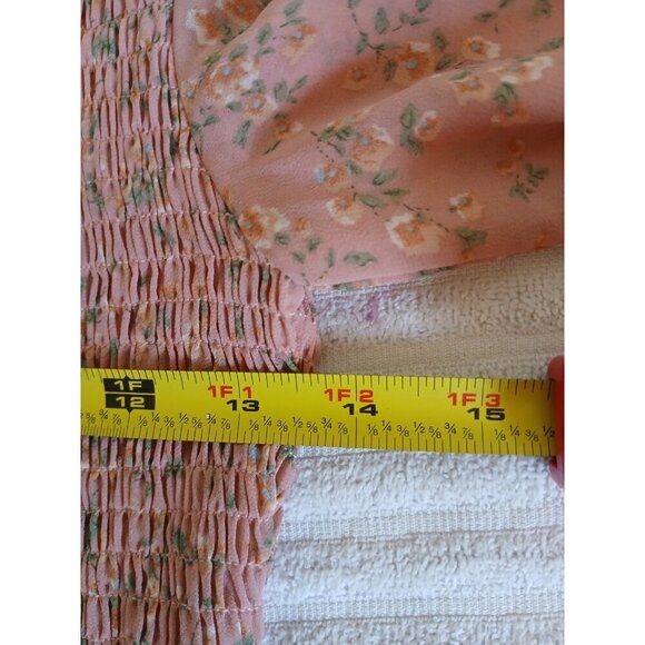 Petal & Pup Womens Midi Dress Pink Floral Ballon Sleeve Small Cottagecore Boho - Picture 13 of 16